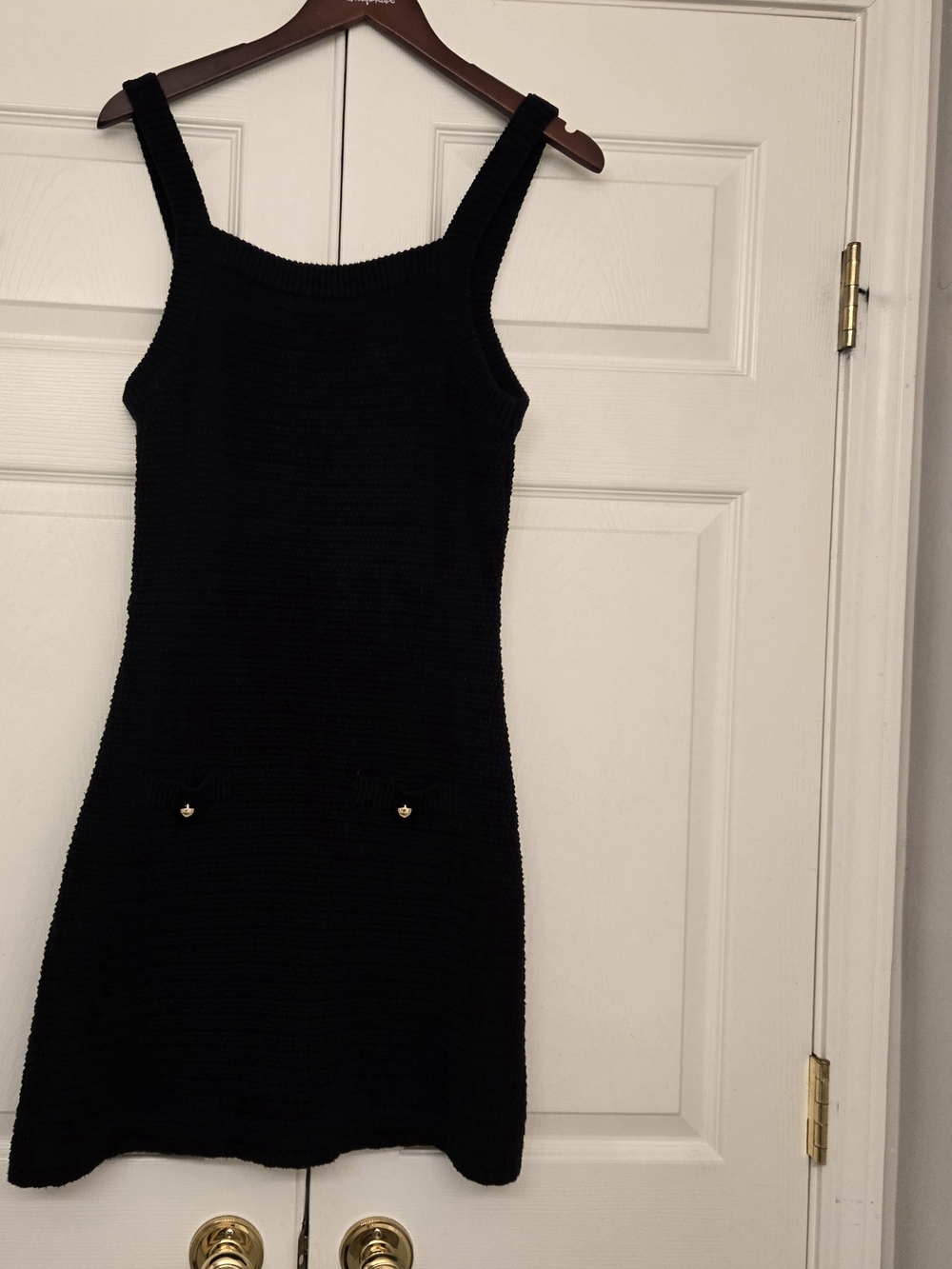 H&M Black Knit Tank Dress with Gold Accent Buttons